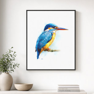 Gordel IJsvogel Aquarel Kunstwerk Canvas Afdruk