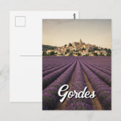 Gordes France Reizen Lavendel  Retro Briefkaart (Voorkant / Achterkant)