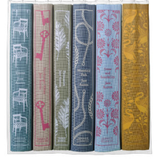 Gordijn met boeken van Jane Austen