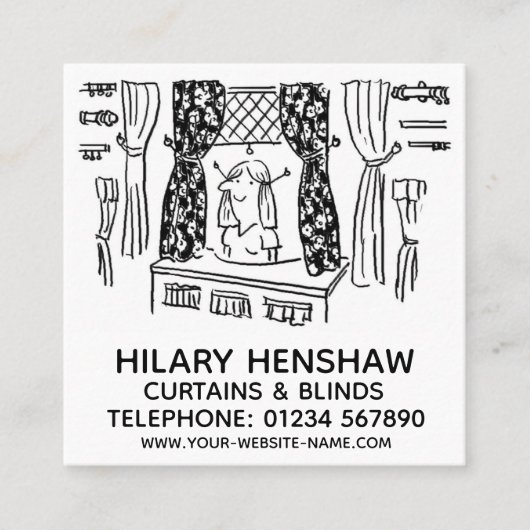 Gordijnen en lijnvierkant Visitekaartje (Voorkant)