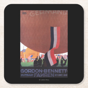 Gordon Bennett Hot-Air Ballonras Vierkante Kartonnen Onderzetter
