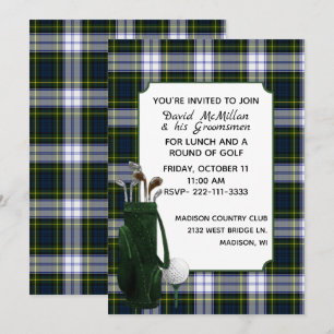 Gordon Dress Plaid Groom's Golf Party Uitnodiging