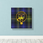 Gordon Scottish Crest en Tartan Canvas print (Insitu (Houten vloer))