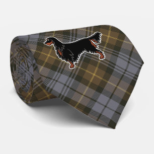 Gordon Setter boven Gordon Weathered Tartan Stropdas