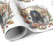 Gordon Setter Christmas Joy – Seasonal Dog Art Cadeaupapier (Rol Hoek)