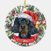 Gordon Setter Custom Dog Santa kerstversiering Keramisch Ornament (Achterkant)