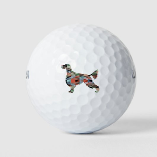 Gordon Setter Dog Geometric Pattern Silhouette Pla Golfballen (Voorkant)