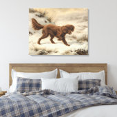 Gordon Setter Dog in een Sneeuwwitje Winter Landsc Canvas Afdruk (Insitu (Slaapkamer))