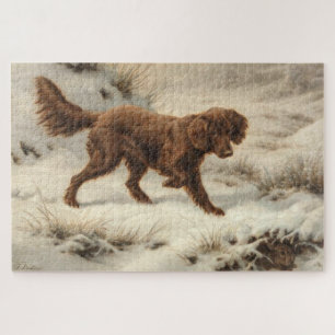 Gordon Setter Dog in een Sneeuwwitje Winter Landsc Legpuzzel