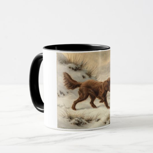 Gordon Setter Dog in een Sneeuwwitje Winter Landsc Mok (Voorkant links)