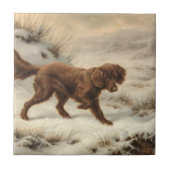 Gordon Setter Dog in een Sneeuwwitje Winter Landsc Tegeltje (Voorkant)