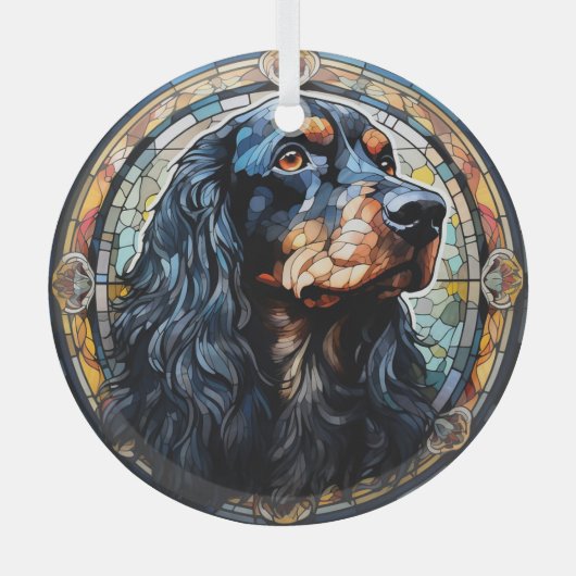 Gordon Setter Dog Mozaïek Gevlekt Glas Ornament (Voorkant)