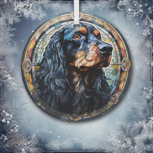 Gordon Setter Dog Mozaïek Gevlekt Glas Ornament