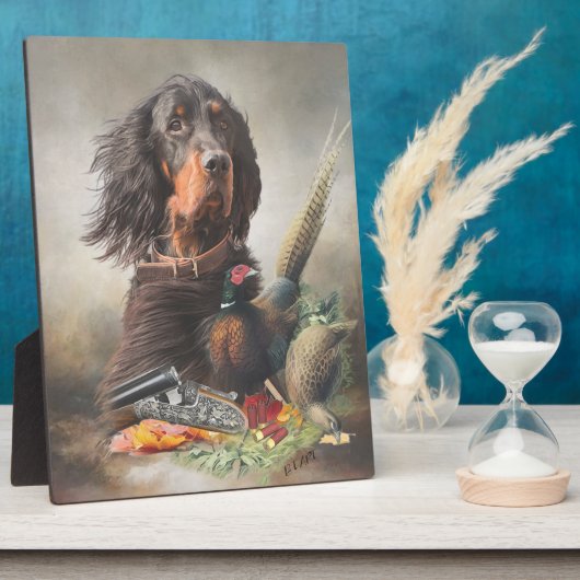 Gordon Setter , Duck jagende Plaque Fotoplaat (Zijkant)