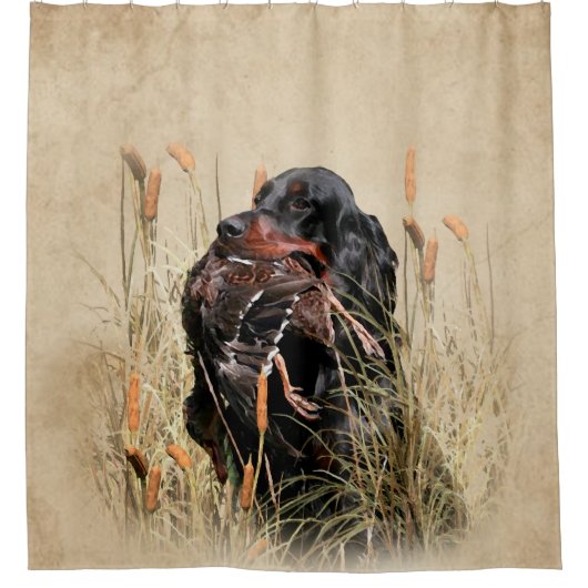 Gordon Setter, Duck Jager Tapestry Poster Throw Douchegordijn (Voorkant)