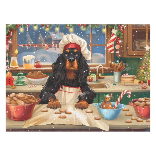 Gordon Setter Holiday Baking: Feestelijke Kerst Tafelkleed (Voorkant (Horizontaal))