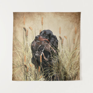 Gordon Setter , jacht op Duck Wandkleed