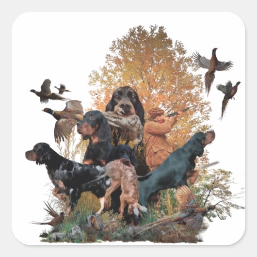 Gordon Setter, jachtseizoen Vierkante Sticker (Voorkant)