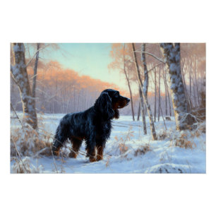 Gordon Setter Laat het Sneeuwen Kerstmis Perfect Poster