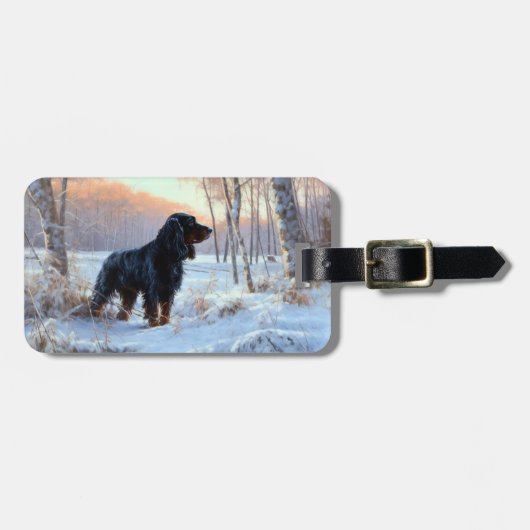 Gordon Setter liet het sneeuwen Kerstmis Bagagelabel (Voorkant horizontaal)