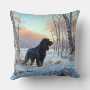 Gordon Setter liet het sneeuwen Kerstmis Kussen