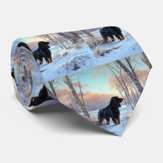 Gordon Setter liet het sneeuwen Kerstmis Stropdas (Opgerold)