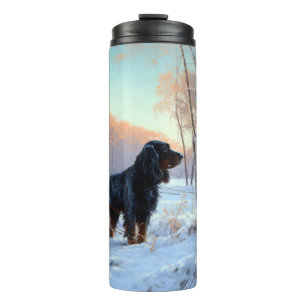 Gordon Setter liet het sneeuwen Kerstmis Thermosbeker