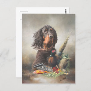 Gordon setter met fazanten, Art Briefkaart