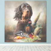 Gordon setter met fazanten, Art Canvas Afdruk (Insitu (Houten vloer))