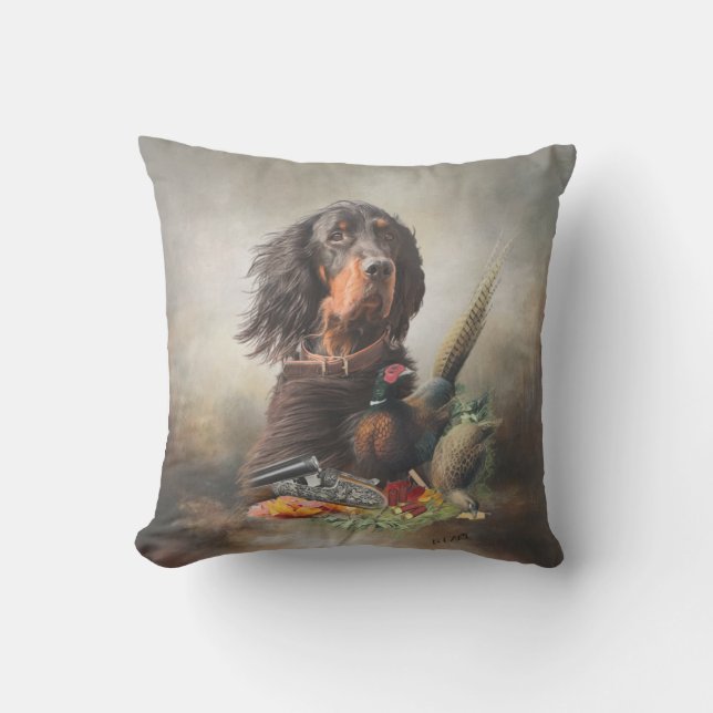 Gordon setter met fazanten, Art Kussen (Voorkant)