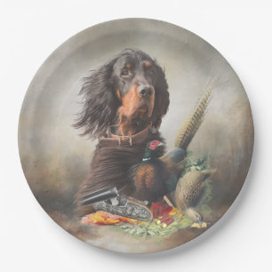 Gordon setter met fazanten, Art Papieren Bordje