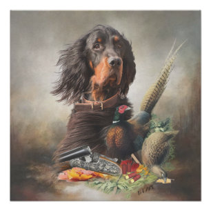Gordon setter met fazanten, Art Perfect Poster