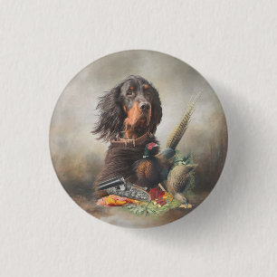 Gordon setter met fazanten, Art Ronde Button 3,2 Cm