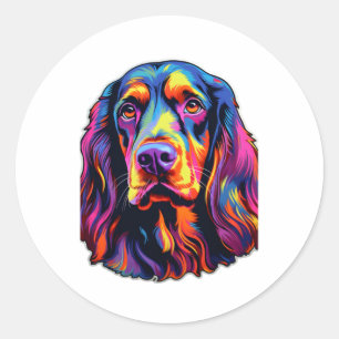 Gordon Setter Neon Design Ronde Sticker