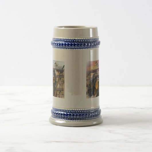 Gordon Setter over een stuntcadeau Bierpul (Center)