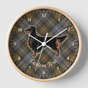 Gordon Setter over Weathered Gordon Tartan Clock