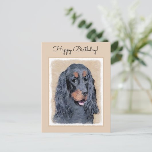 Gordon Setter Painting - Cute Original Dog Art Briefkaart (Staand voorkant)