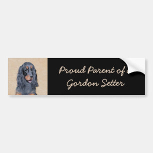 Gordon Setter Painting - Cute Original Dog Art Bumpersticker