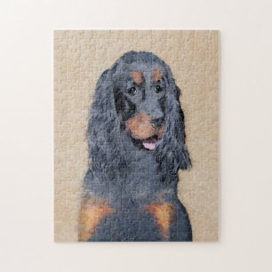 Gordon Setter Painting - Cute Original Dog Art Legpuzzel