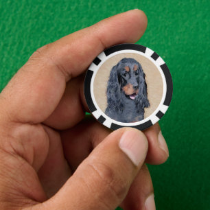 Gordon Setter Painting - Cute Original Dog Art Poker Chips
