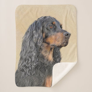 Gordon Setter Painting - Cute Original Dog Art Sherpa Deken