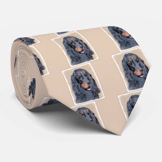 Gordon Setter Painting - Cute Original Dog Art Stropdas (Opgerold)