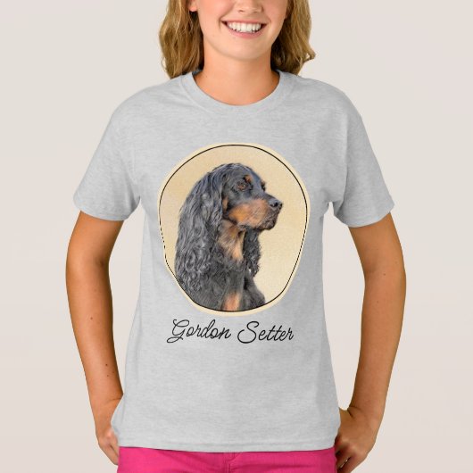 Gordon Setter Painting - Cute Original Dog Art T-shirt (Voorkant)