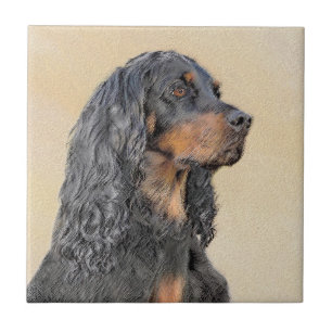 Gordon Setter Painting - Cute Original Dog Art Tegeltje