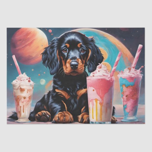 Gordon Setter Puppy N Milkshakes Tissuepapier (Voorkant)