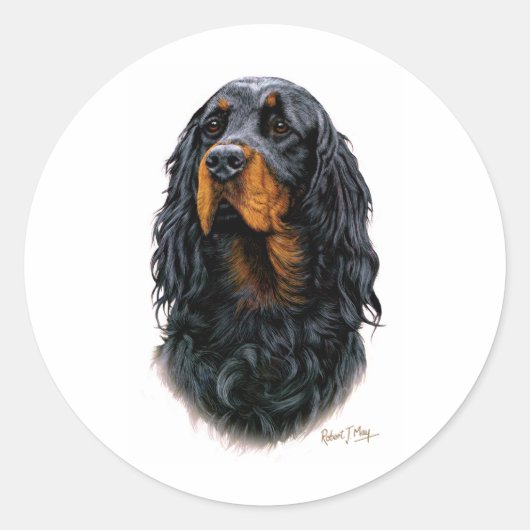 Gordon Setter Ronde Sticker (Voorkant)
