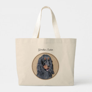 Gordon Setter Schilderij Zwart Schattige Originele Grote Tote Bag