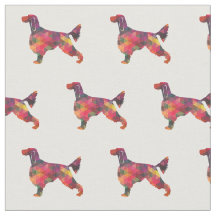 Gordon Setter Silhouette Tiled Fabric Black Multi