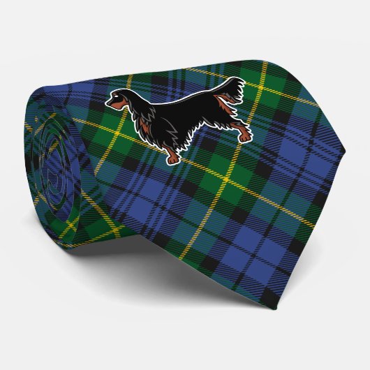 Gordon Setter sur cravate à tartan Gordon (Roulé)