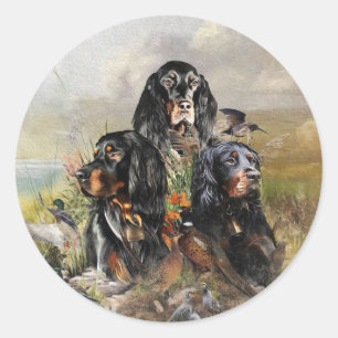Gordon Setters, Passie voor vogels, Kunst Ronde Sticker